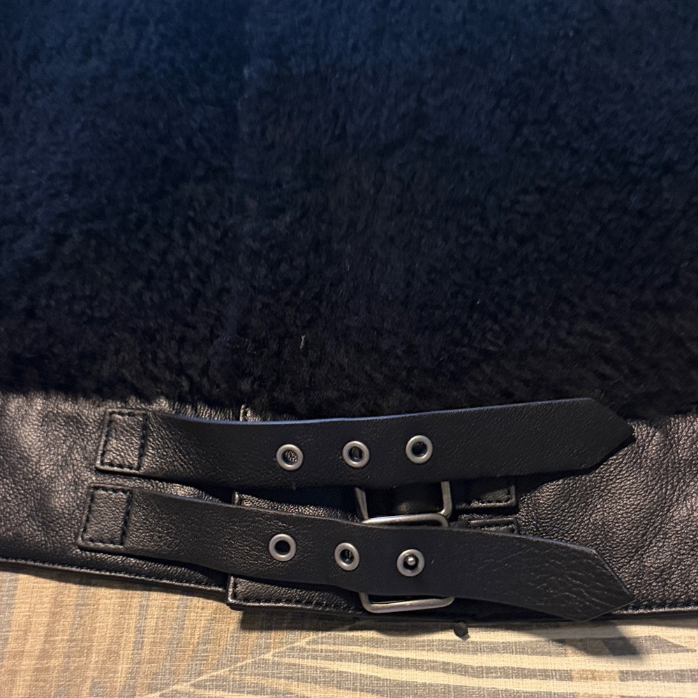 Coach Black Shearling Lamb Jacket with Leather Trim - Picture 5 of 5